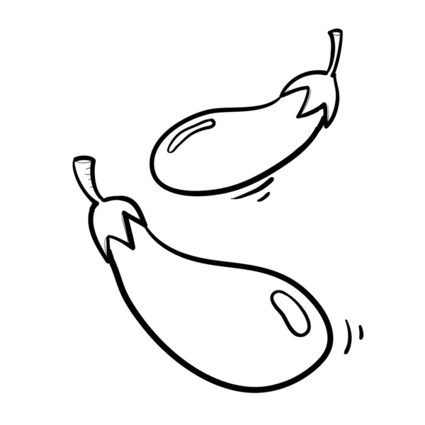 Illustration de gribouillis dessinée à la main aubergine avec vecteur de style dessin animé — Image vectorielle