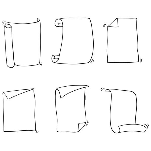 Gekruld papier en flip turn vouw vel illustratie met de hand getekend doodle stijl — Stockvector