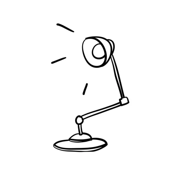 Lampu kantor tabel dengan vektor gaya doodle gambar tangan - Stok Vektor