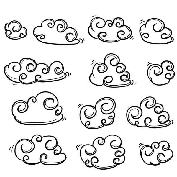 Handgezeichnete Doodle Cloud Illustration im Cartoon-Stil Vektor — Stockvektor