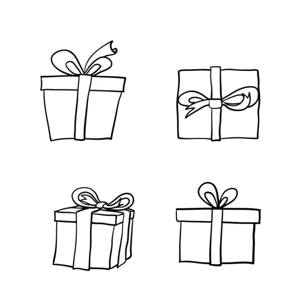 Doodle regalo ilustración dibujado a mano de dibujos animados estilo vector — Vector de stock