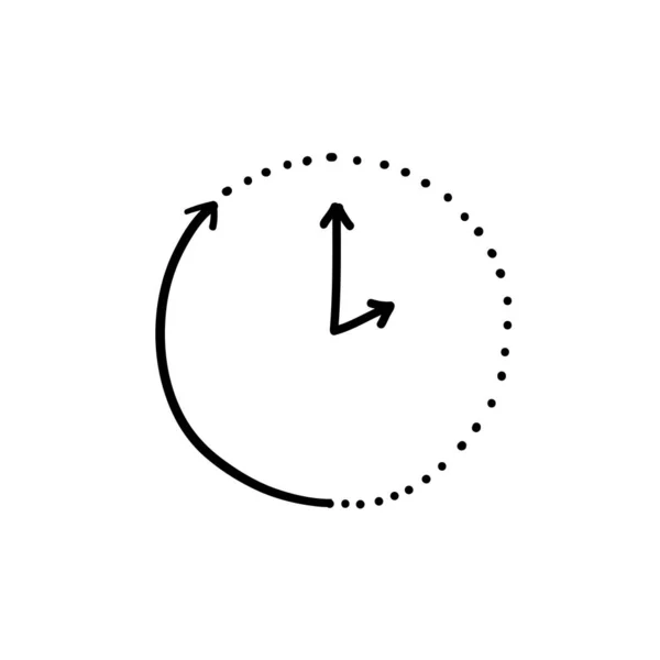 Ícone de contagem regressiva do relógio em estilo doodle desenhado à mão. Ilustração do vetor cronômetro do tempo no fundo isolado branco . — Vetor de Stock