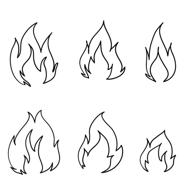 Firka tűz ikon illusztráció kézzel rajzolt rajzfilm vonal művészet stílus — Stock Vector