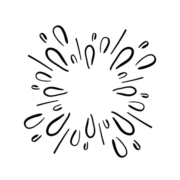 Doodle design element, starburst doodle, sprankelende doodle, vuurwerk doodle geïsoleerd op witte achtergrond — Stockvector