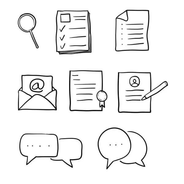 Simple Conjunto de entrevista Related Vector Line Iconos. Contiene iconos tales como trabajo, perfiles, contrato y more.with dibujado a mano doodle estilo . — Archivo Imágenes Vectoriales