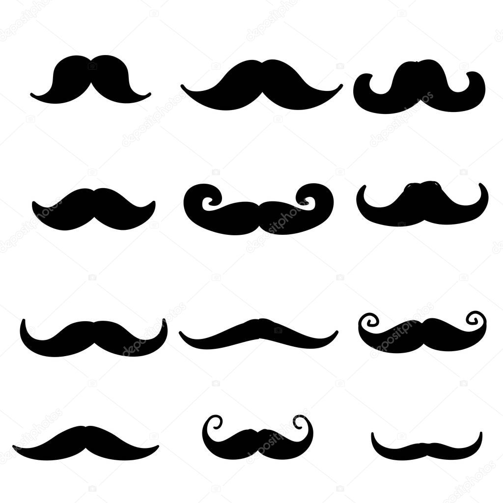 doodle Moustache icon illustration vector collection