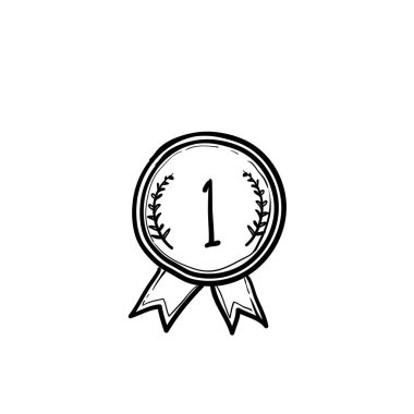 Karalama ödülü madalyaları. Birincilik madalyası kazanan şampiyonluk ödülü en iyi tören ödülü, el yapımı vektör seti