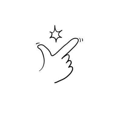 Parmak şıklatmak kolay bir logo gibi. Kadın ya da erkek kavramı parmak şıklatması ve popüler jestler yapar. doğrusal soyut eğilim basit okey logotype grafik tasarımı izole edilmiş el çizimi biçimi