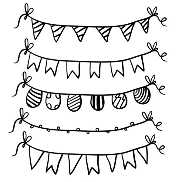 Illustration de drapeau guirlande doodle avec vecteur de style doodle dessiné à la main — Image vectorielle