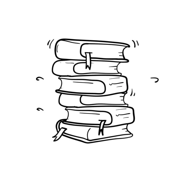 Stack of books sketch.hand Drawings engrave pile of old vintage dictionary and study research book vector doodle education stacked library literature illustration with cartoon doodle style