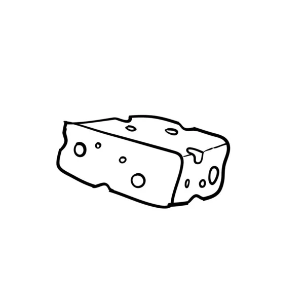 Ícone de queijo desenhado à mão ilustração vetorial do doodle isolado no fundo branco — Vetor de Stock