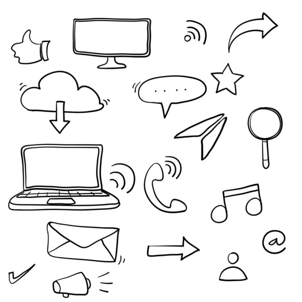 Kolekce ikon sociálních médií s ručně kresleným stylem pro tisk, web, mobil a infographics.vector ilustrace — Stockový vektor