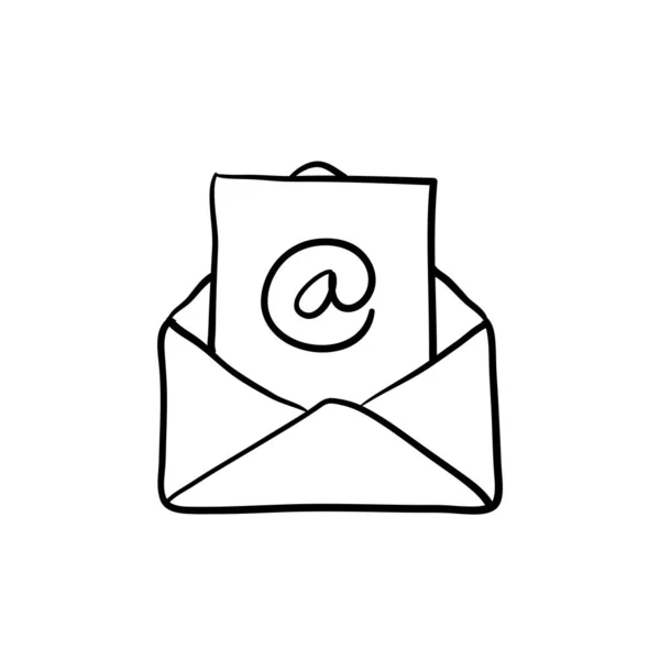 Kézzel rajzolt mail ikon szimbólum a weboldal design, mobil alkalmazás, ui.isolated fehér háttér — Stock Vector