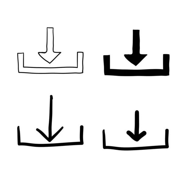 Ícone de download ilustração com mão desenhada estilo doodle isolado —  Vetores de Stock