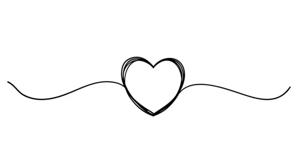 Tangled grunge round scribble hand drawn heart with thin line, divider shape. continuous line style vector isolated — 스톡 벡터