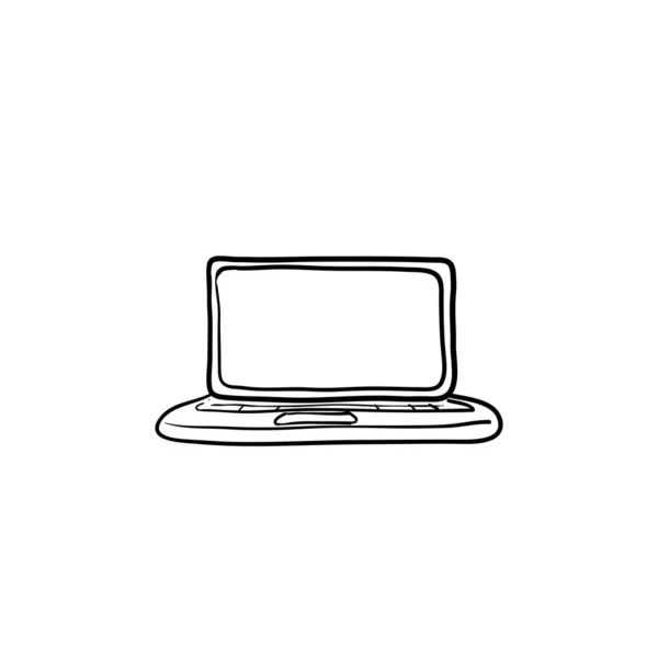 Laptop icon illustration with hand drawn doodle style vector isolated — 스톡 벡터