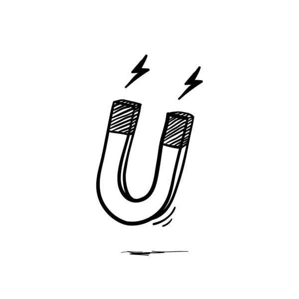Magnet-Symbol Illustration mit handgezeichneten Doodle Cartoon-Stil Vektor isoliert — Stockvektor