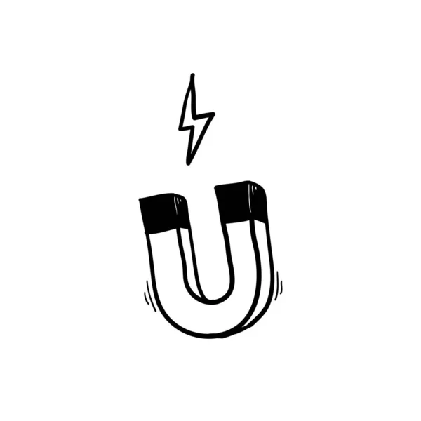 Gambar ikon magnet dengan gambar tangan vektor gaya kartun doodle terisolasi - Stok Vektor