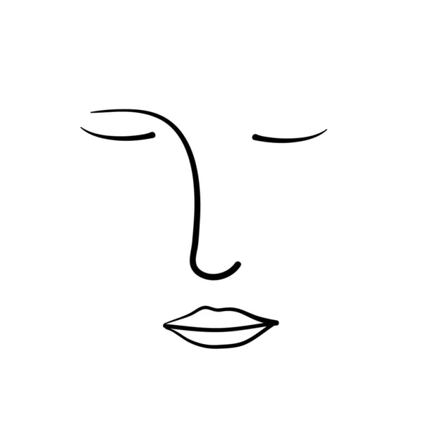 Abstrakt linje kontinuerlig ansikte. Samtida teckning i modern kubism stil. Porträtt av en kvinna ansikte isolerad bakgrund — Stock vektor