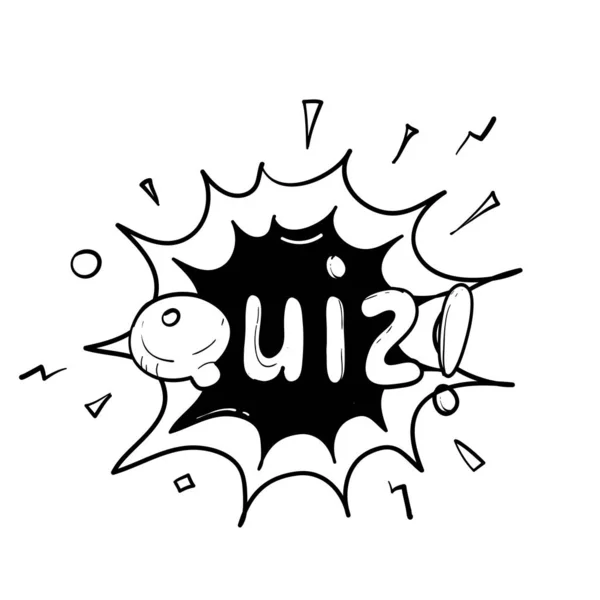 Handgezeichnetes Quiz im Comic-Pop-Art-Stil. Quiz Brainy Game Wort. Vektor Illustration Design isolierter Hintergrund — Stockvektor