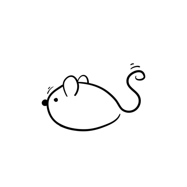 Ilustrasi doodle rat dengan vektor gaya gambar tangan terisolasi di warna putih - Stok Vektor