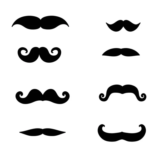 Doodle Mustache icono ilustración vector colección — Archivo Imágenes Vectoriales