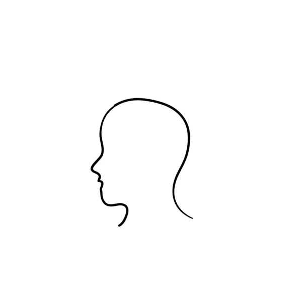 Silhouette de ligne de visage de tête humaine avec le style doodle dessiné à la main isolé — Image vectorielle