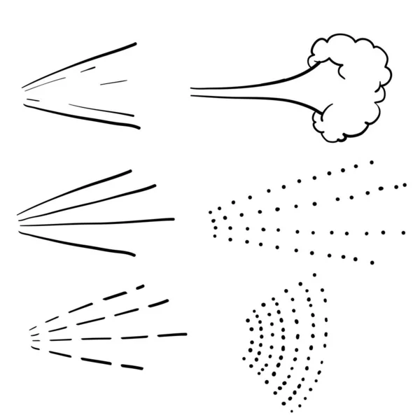 Zestaw ikon wektorowych natrysku wodnego z ręcznie rysowaną kreskówką doodle izolowaną na białym tle — Wektor stockowy