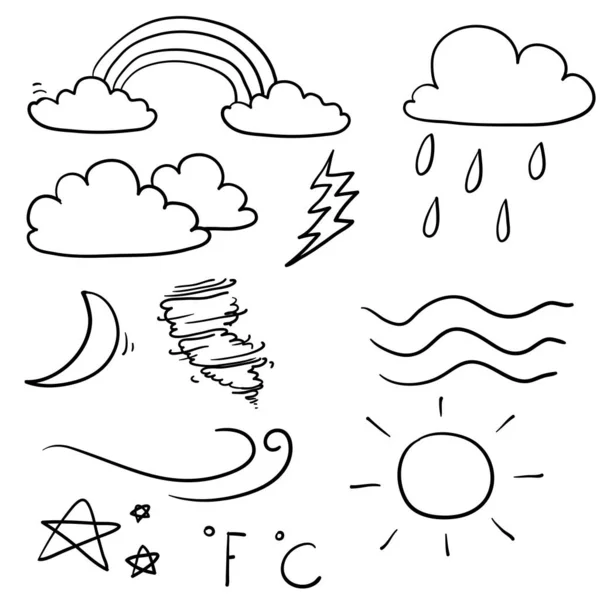 Hand drawn Weather illustration with Doodle Vector Set isolated — Stock Vector