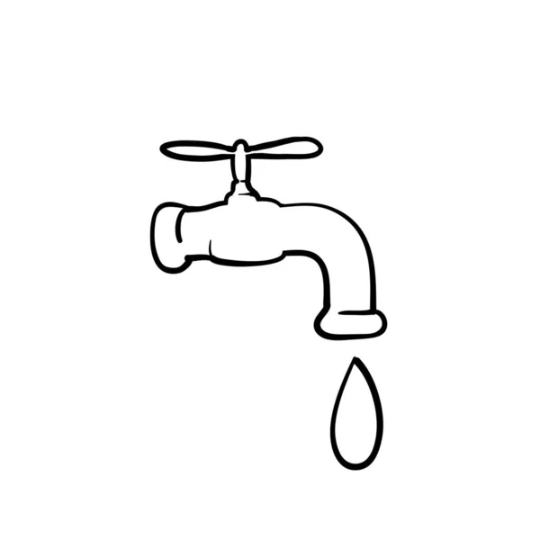 Doodle water tap icon vector illustration logo template hand drawn style — 스톡 벡터