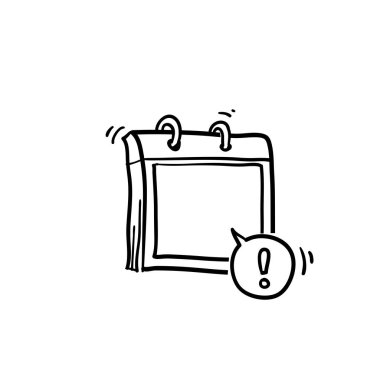 El çizimi Takvim bitiş tarihi veya olay hatırlatıcı hatırlatıcı vektör simgesi, karalama çizimi ajanda sembolü seçili önemli gün ve izole edilmiş ileti arkaplanı