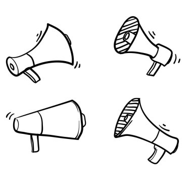 Karalama çizgi film biçimi vektörü ile el çizimi megafon illüstrasyonu