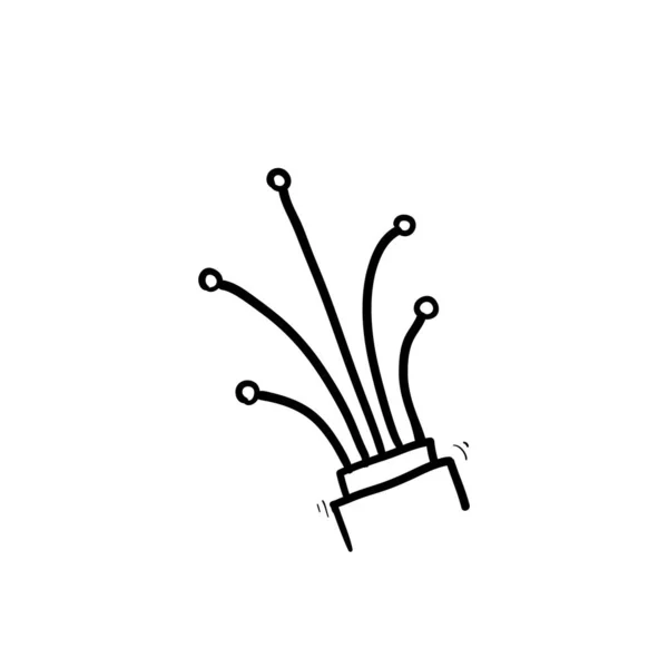 Dibujado a mano icono de cable de fibra óptica garabato — Vector de stock