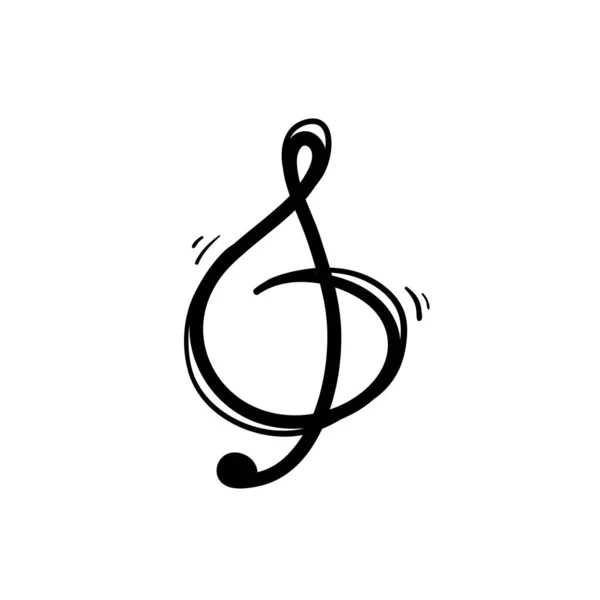Zene jel kézzel rajz G kulcs szimbólum firka design — Stock Vector
