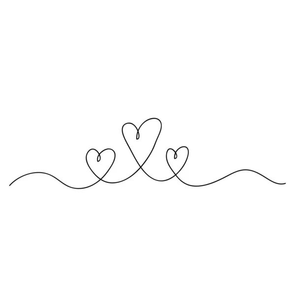 Kézzel rajzolt Folyamatos vonal rajz a szerelem jel a szívek ölelését minimalizmus design firka — Stock Vector