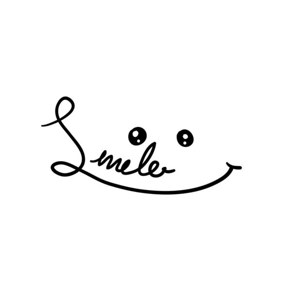 Handgetekende typografie Smile icon Logo Vector Template Ontwerp doodle stijl — Stockvector