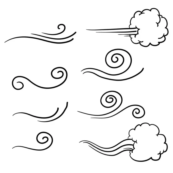 Kolekcja doodle wiatr ilustracja wektor handrawn styl — Wektor stockowy