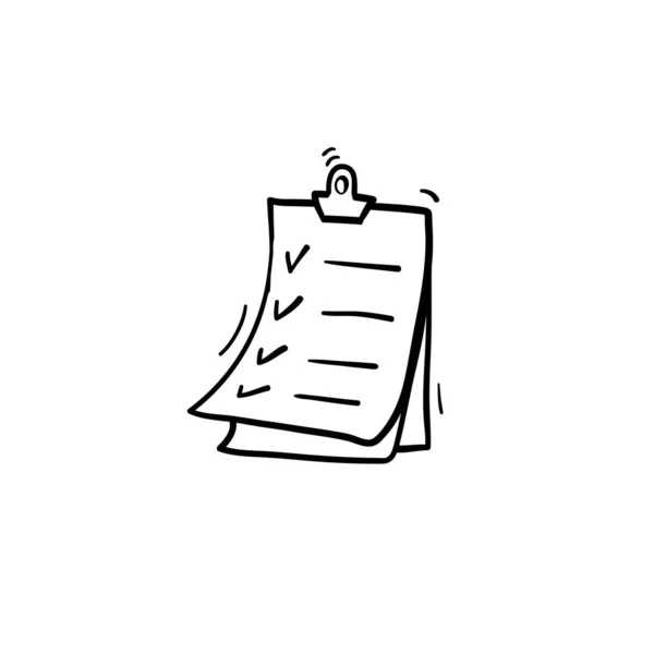 Desenho à mão Clipboard ícone modelo de design com estilo doodle desenhos animados isolado — Vetor de Stock