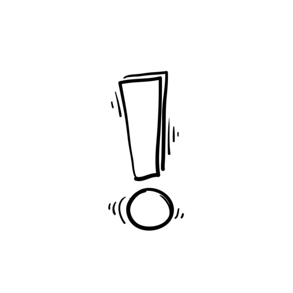 Point d'exclamation doodle avec dessin à la main dessin animé style vecteur isolé arrière-plan — Image vectorielle