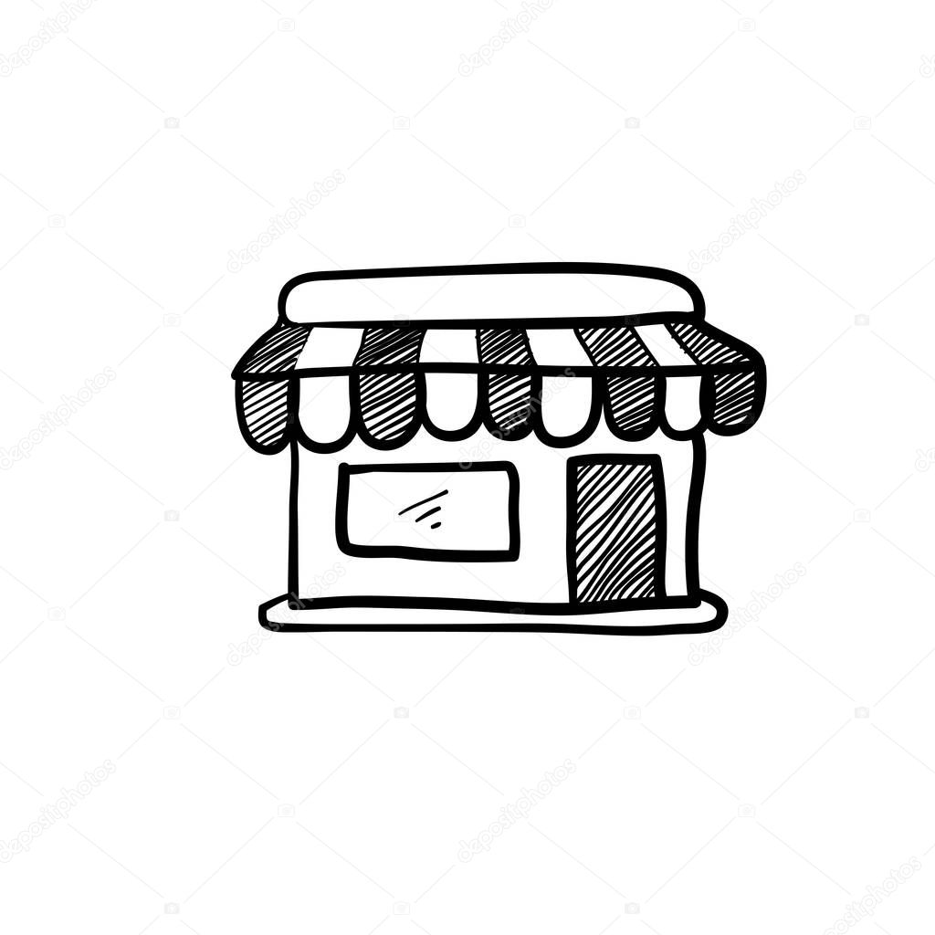 Hand drawn Shop icon vector illustration. Creative sign from buildings icons collection. Filled doodle Shop icon for computer and mobile. Symbol, logo vector graphics.