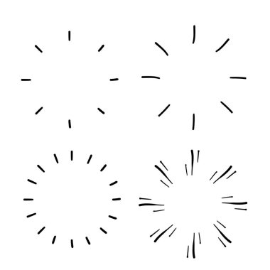 El Yazması Tarzı Elementleri Kara Işınlar karalaması olan Vintage Güneş Patlaması Koleksiyonu