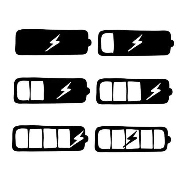 Illustrazione Dell Icona Ricarica Della Batteria Disegnata Mano Con Doodle — Vettoriale Stock