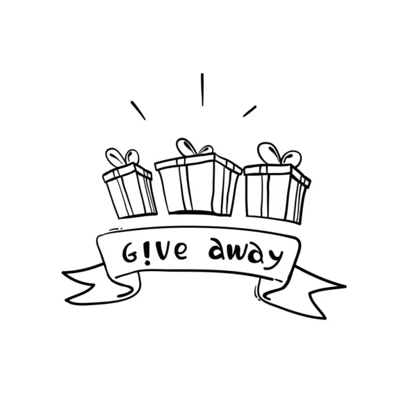 Hand Drawn Giveaway Promo Social Network Advertizing Giving Present Repost — Stock Vector