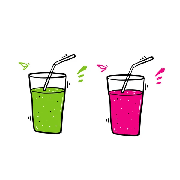 Doodle Smoothie Con Vettore Stile Cartone Animato Disegnato Mano Isolato — Vettoriale Stock