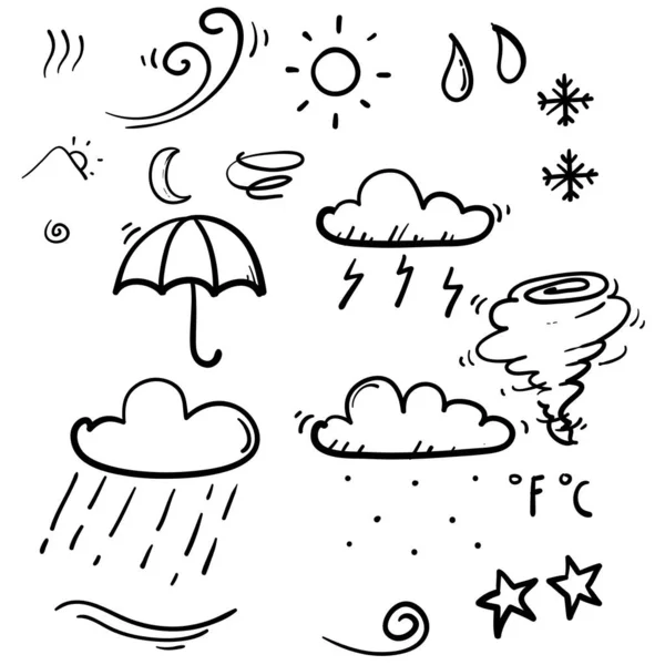 手绘涂鸦天气元素图解卡通风格 — 图库矢量图片