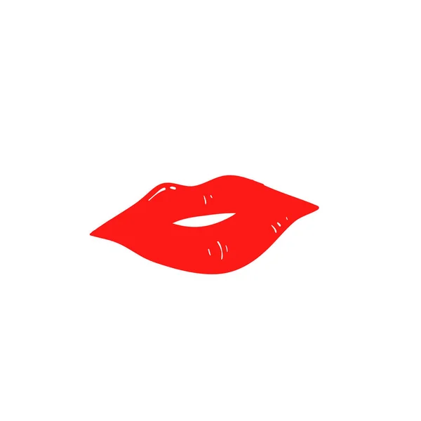 Handgetekende Doodle Rode Lippen Illustratie Vector Geïsoleerd — Stockvector