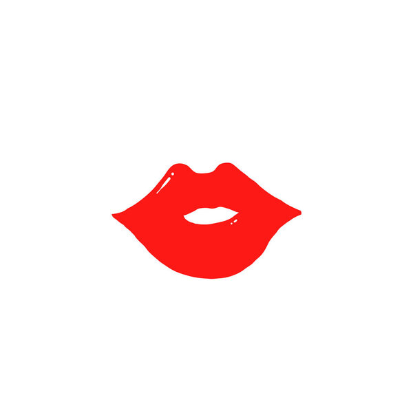 hand drawn doodle red lips illustration vector isolated