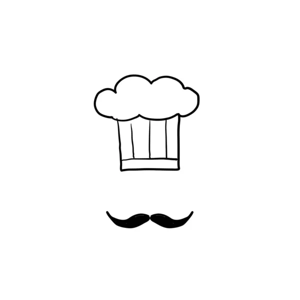 Doodle Chef Icon Illustration Hat Mustache Symbol Chef Icon Illustration — Stock Vector