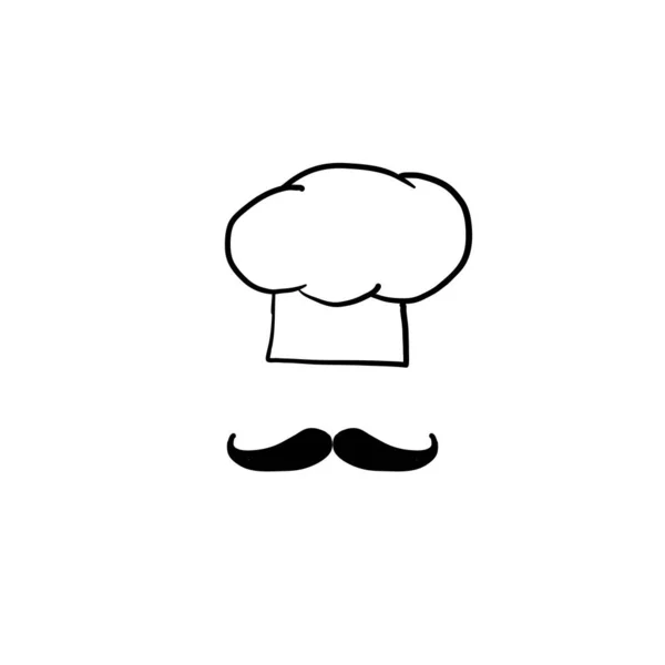 Doodle Chef Icono Illustration Hat Bigote Símbolo Para Chef Icono — Archivo Imágenes Vectoriales