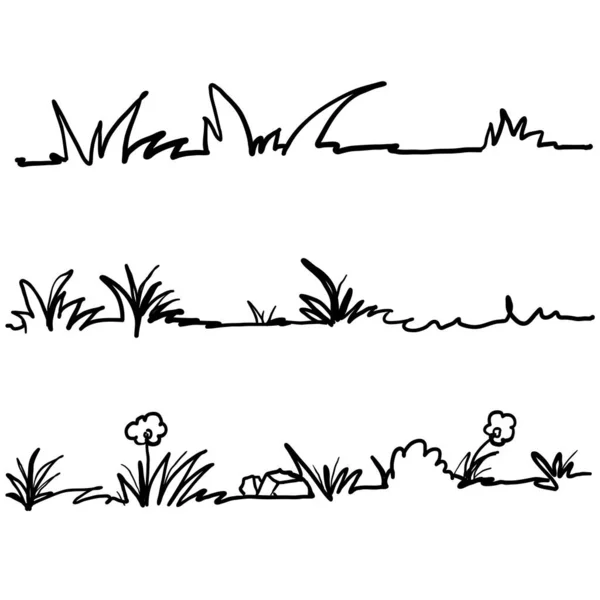 Handritade Klotter Gräs Illustration Med Tecknad Stil Vektor — Stock vektor